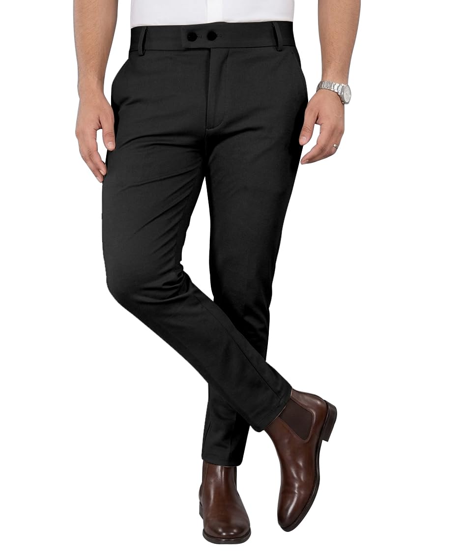 Mehrang Men's Stretchable Stretchable Formal Pant Trousers | Stylish Slim Fit Men's Wear Trousers for Office or Party | Polycotton Knitted Fabric