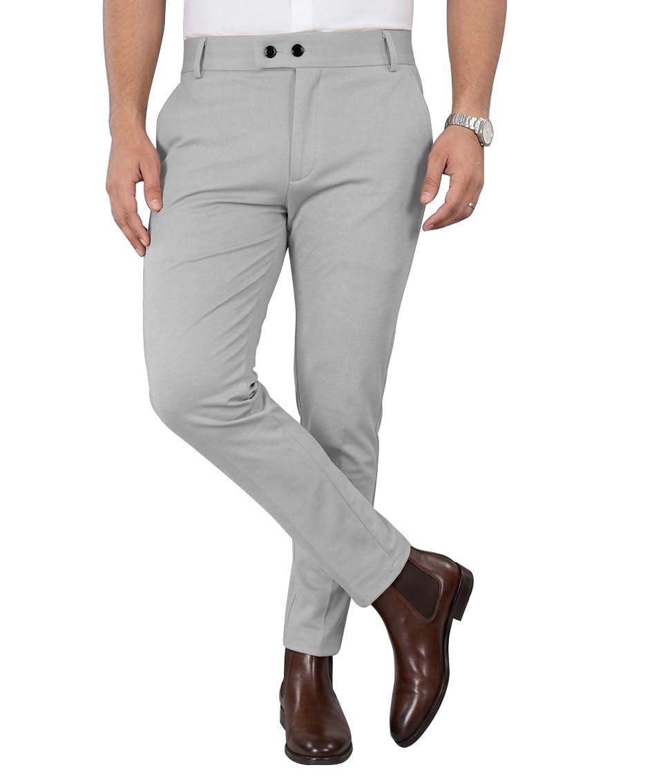 Mehrang Men's Stretchable Stretchable Formal Pant Trousers | Stylish Slim Fit Men's Wear Trousers for Office or Party | Polycotton Knitted Fabric