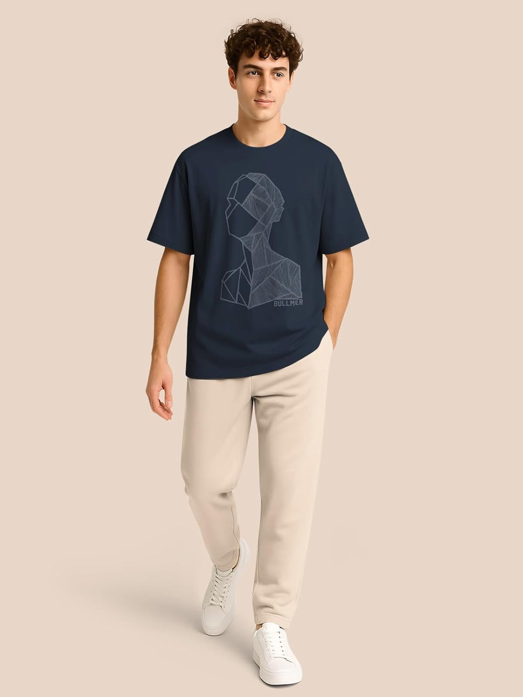 BULLMER Trendy Half Sleeve Oversized Cotton Blend Crew Neck Tshirt for Men - Pack of 2