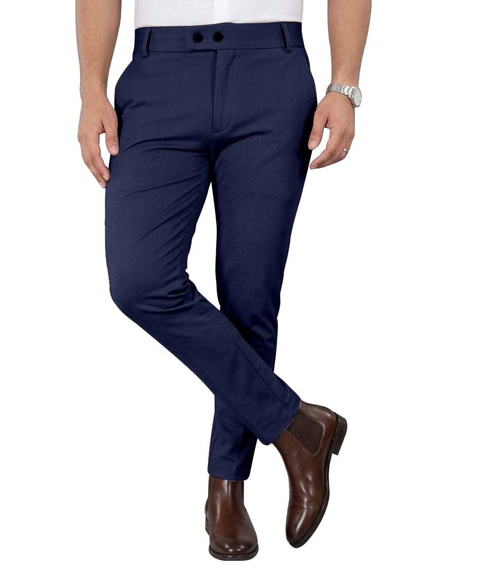 Mehrang Men's Stretchable Stretchable Formal Pant Trousers | Stylish Slim Fit Men's Wear Trousers for Office or Party | Polycotton Knitted Fabric