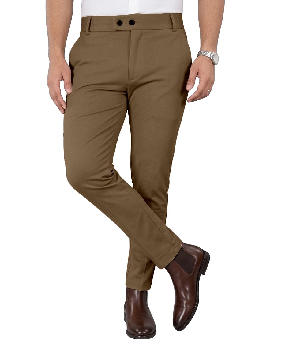 Mehrang Men's Stretchable Stretchable Formal Pant Trousers | Stylish Slim Fit Men's Wear Trousers for Office or Party | Polycotton Knitted Fabric