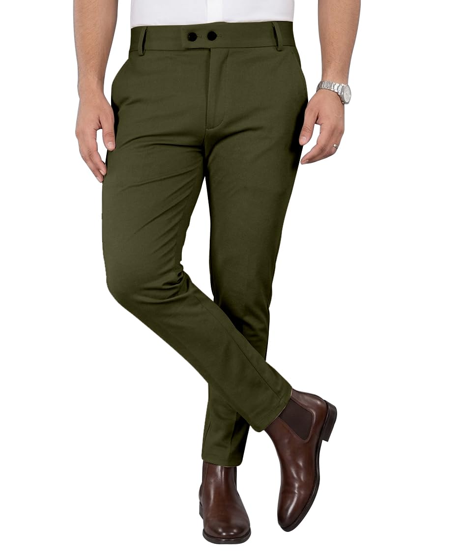 Mehrang Men's Stretchable Stretchable Formal Pant Trousers | Stylish Slim Fit Men's Wear Trousers for Office or Party | Polycotton Knitted Fabric