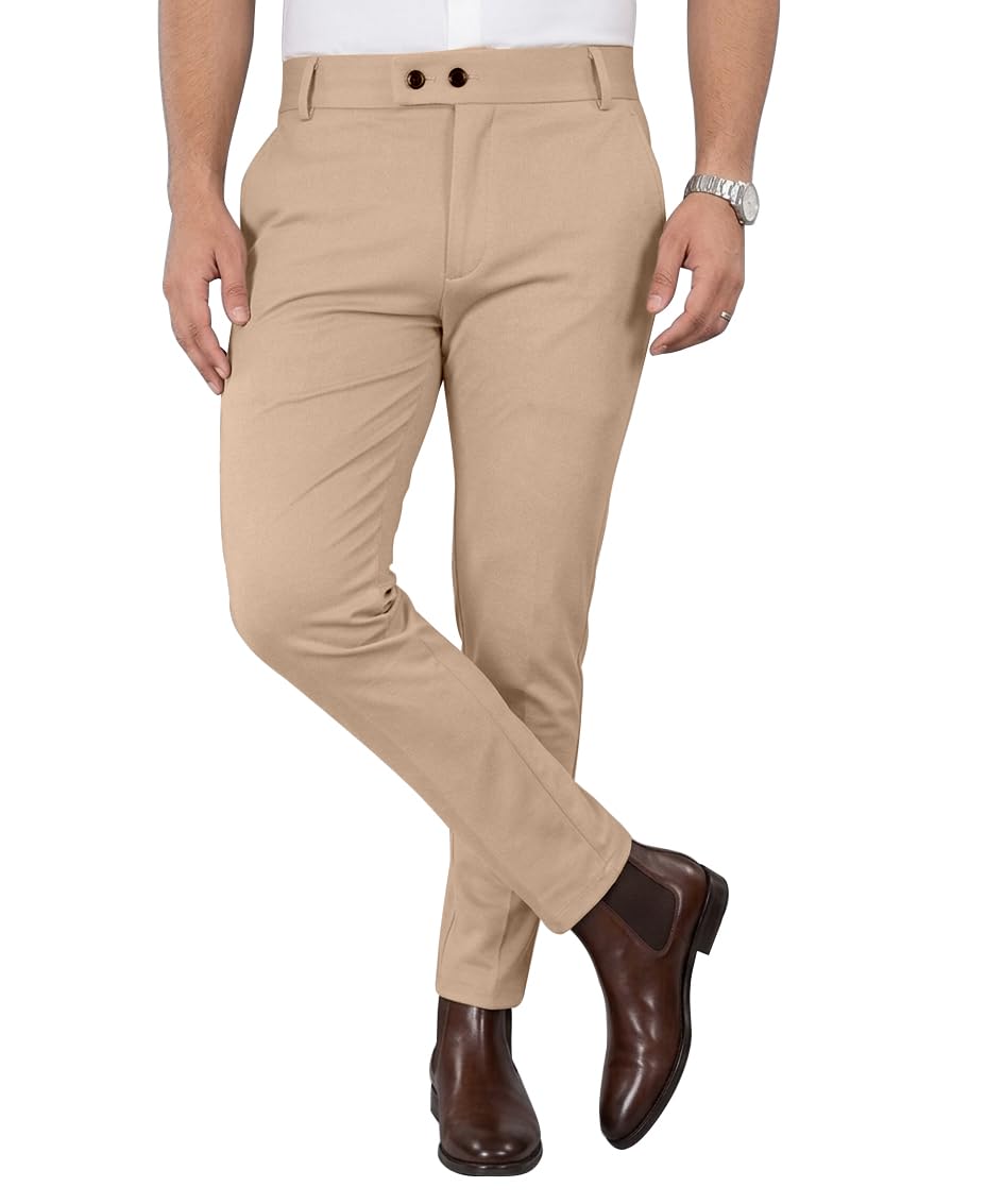 Mehrang Men's Stretchable Stretchable Formal Pant Trousers | Stylish Slim Fit Men's Wear Trousers for Office or Party | Polycotton Knitted Fabric
