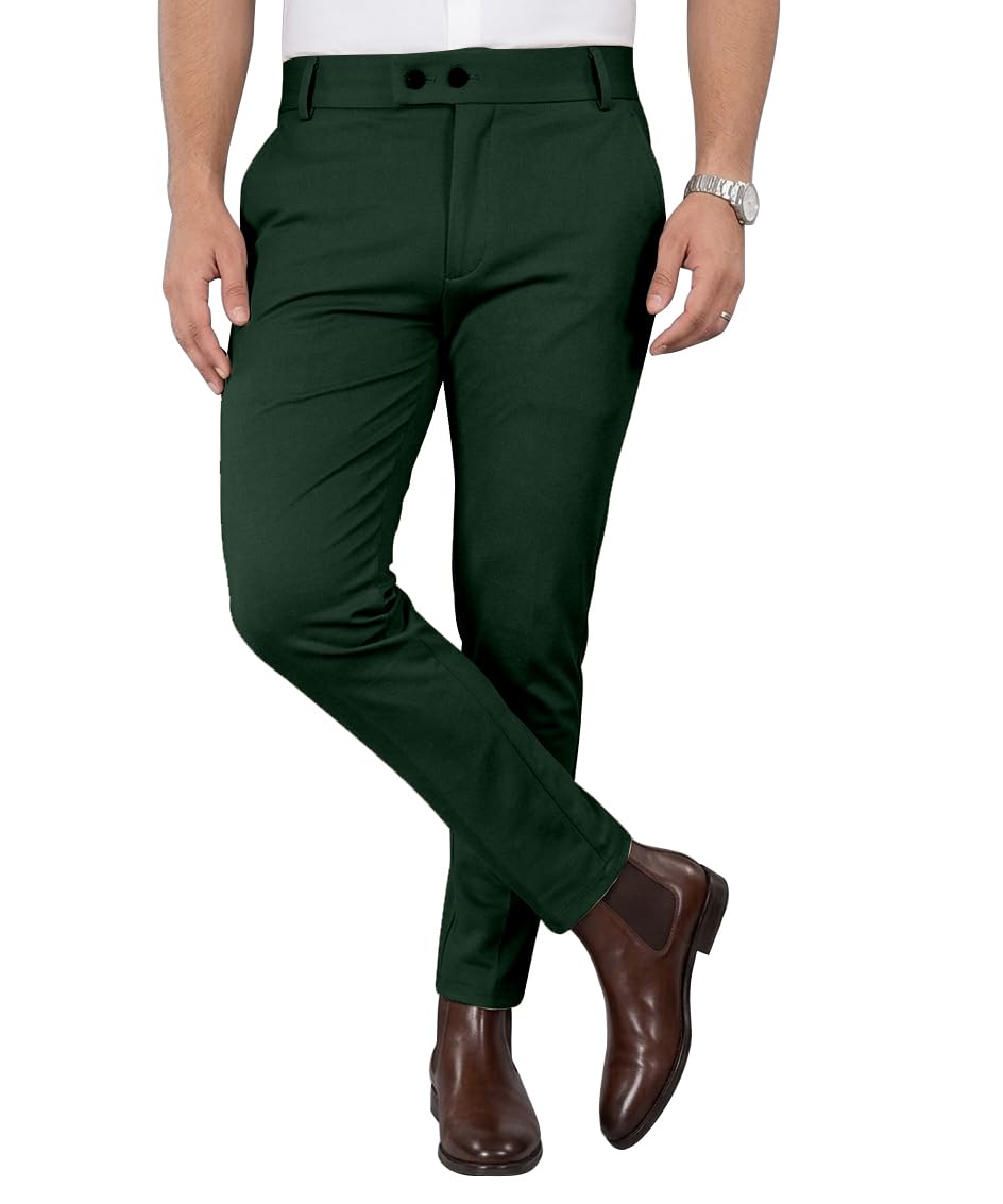 Mehrang Men's Stretchable Stretchable Formal Pant Trousers | Stylish Slim Fit Men's Wear Trousers for Office or Party | Polycotton Knitted Fabric