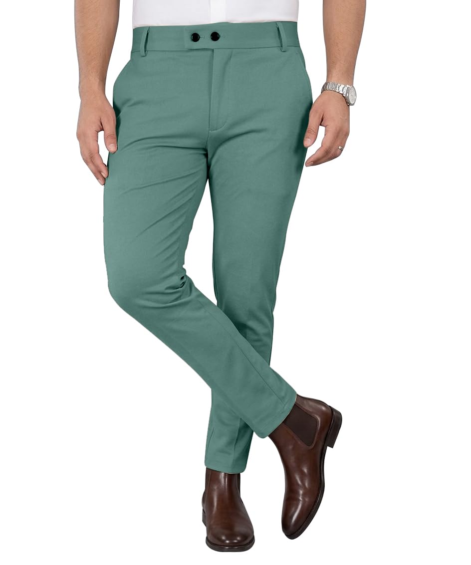Mehrang Men's Stretchable Stretchable Formal Pant Trousers | Stylish Slim Fit Men's Wear Trousers for Office or Party | Polycotton Knitted Fabric
