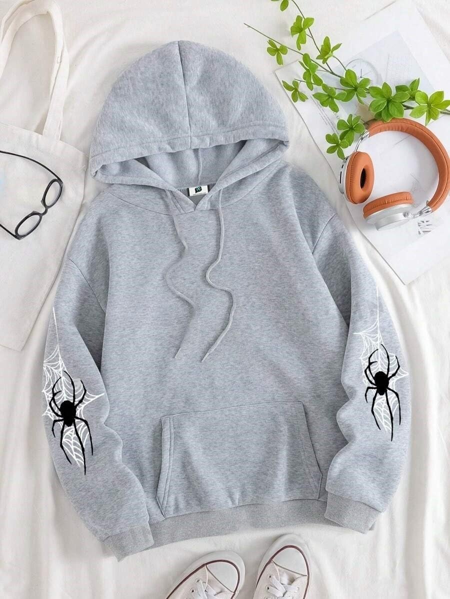 SXV 'Spider Trap’ Printed Cool Aesthetic Sweatshirt Hoodie