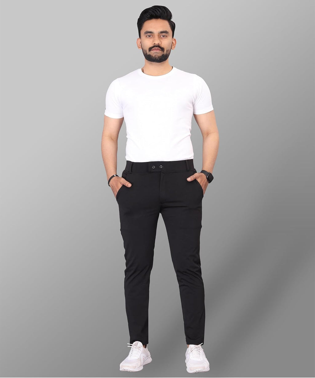 Mehrang Men's Stretchable Stretchable Formal Pant Trousers | Stylish Slim Fit Men's Wear Trousers for Office or Party | Polycotton Knitted Fabric