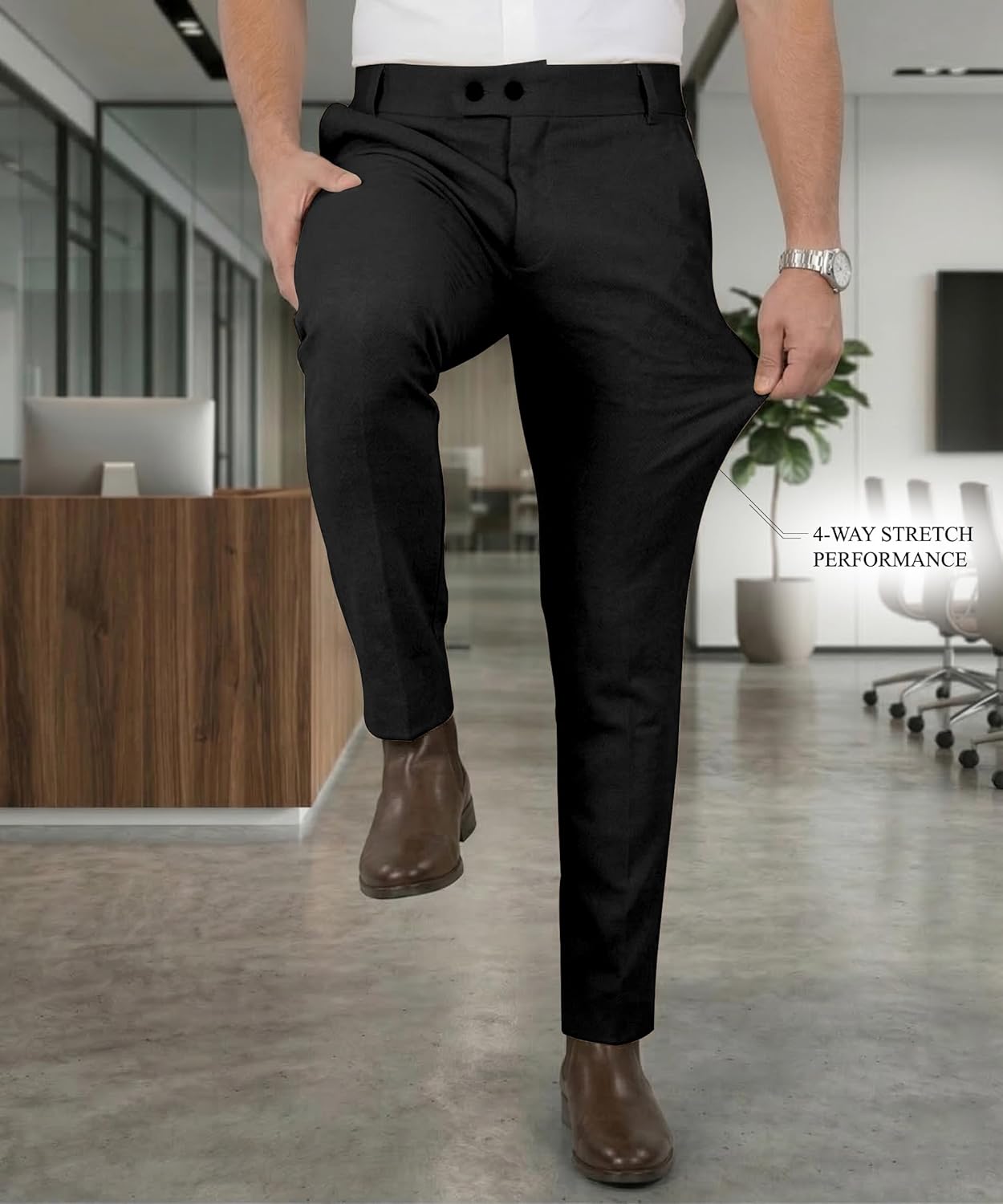 Mehrang Men's Stretchable Stretchable Formal Pant Trousers | Stylish Slim Fit Men's Wear Trousers for Office or Party | Polycotton Knitted Fabric