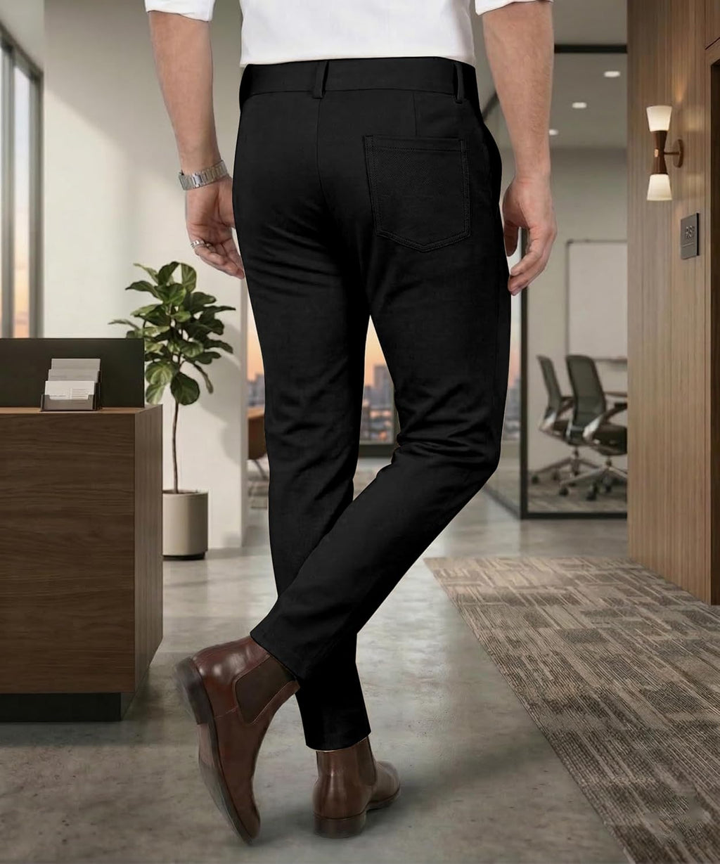Mehrang Men's Stretchable Stretchable Formal Pant Trousers | Stylish Slim Fit Men's Wear Trousers for Office or Party | Polycotton Knitted Fabric