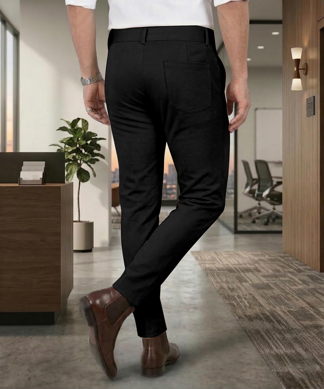 Mehrang Men's Stretchable Stretchable Formal Pant Trousers | Stylish Slim Fit Men's Wear Trousers for Office or Party | Polycotton Knitted Fabric