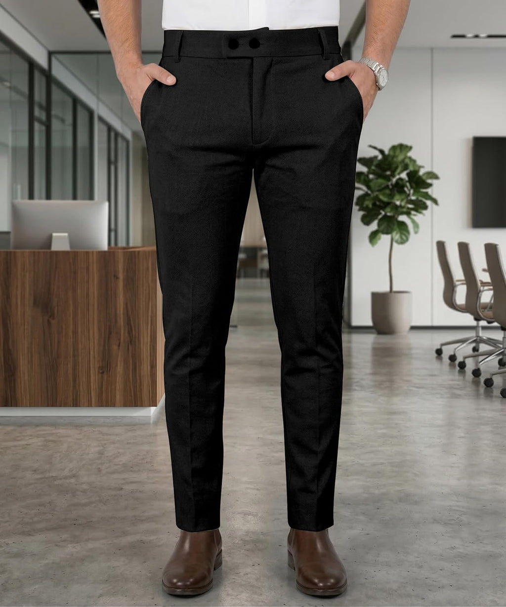 Mehrang Men's Stretchable Stretchable Formal Pant Trousers | Stylish Slim Fit Men's Wear Trousers for Office or Party | Polycotton Knitted Fabric