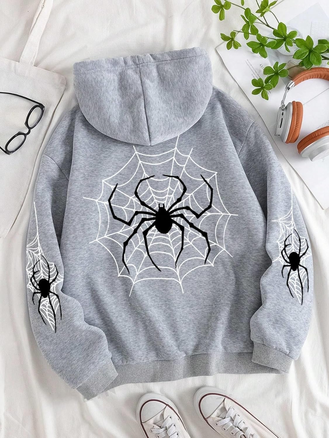 SXV 'Spider Trap’ Printed Cool Aesthetic Sweatshirt Hoodie